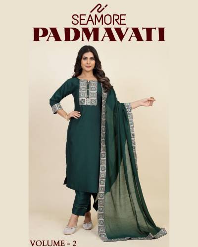 PADMAVATI VOL 02 BY SEAMORE CHINON SILK SALWAR KAMEEZ WHOLESALER IN INDIA